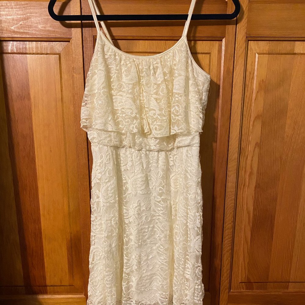 Cream Lace High Low Dress